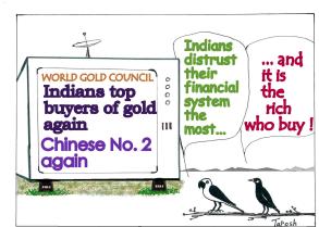 Indian belief in gold is not a recent - but a centuries of trust and habit. Cartoon courtesy - indiauploads.wordpresscom. Click for larger image.